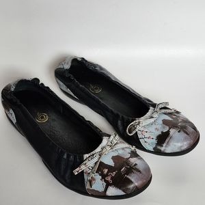 ICON black Japanese artisan leather ballet flats size 40